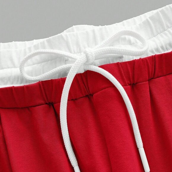 Red and White Casual Women's Sport Knit Tank Tops & Sweatpants - Picture 10 of 10